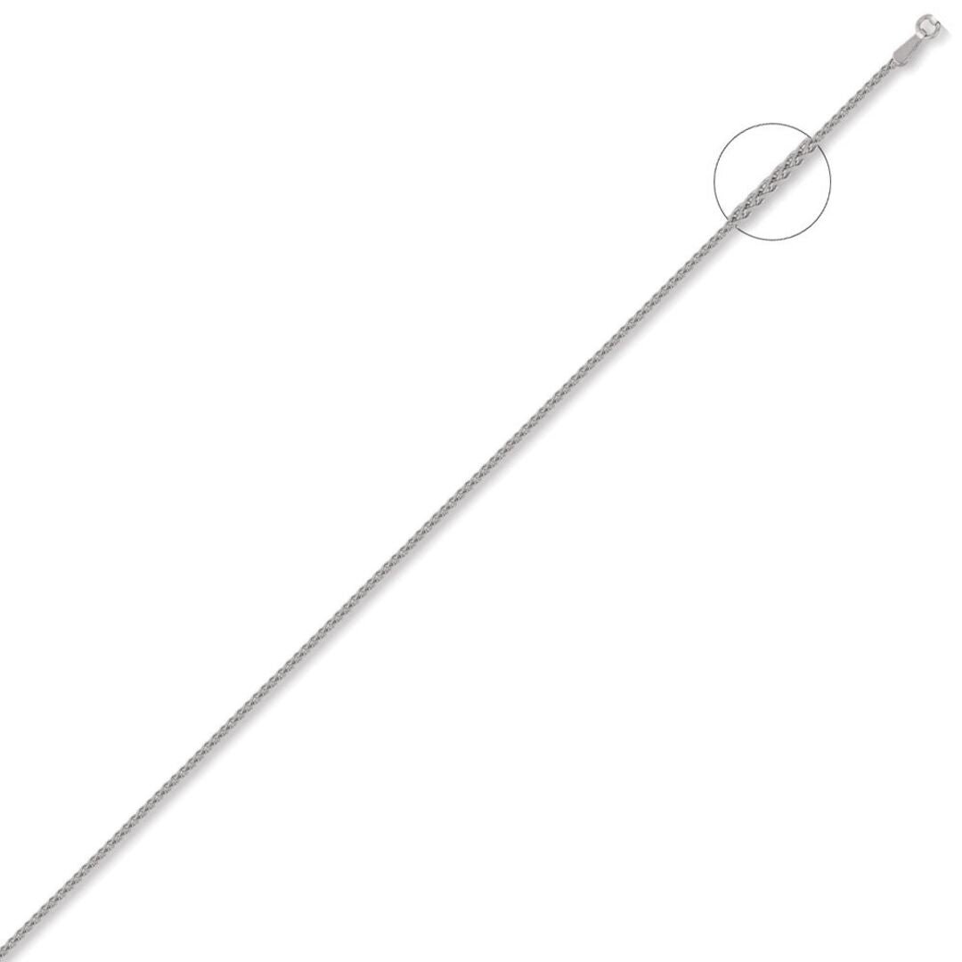 9ct White Gold  Diamond Cut Spiga 1.2mm Pendant Chain Necklace - JCN057A
