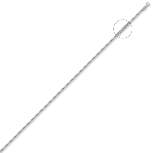 9ct White Gold  Diamond Cut Spiga 1.2mm Pendant Chain Necklace - JCN057A