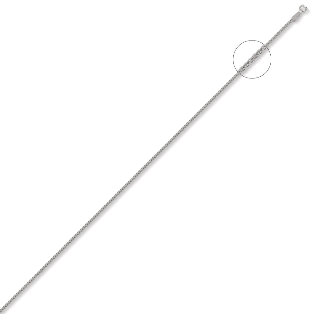 9ct White Gold  Diamond Cut Spiga 1.2mm Pendant Chain Necklace - JCN057A