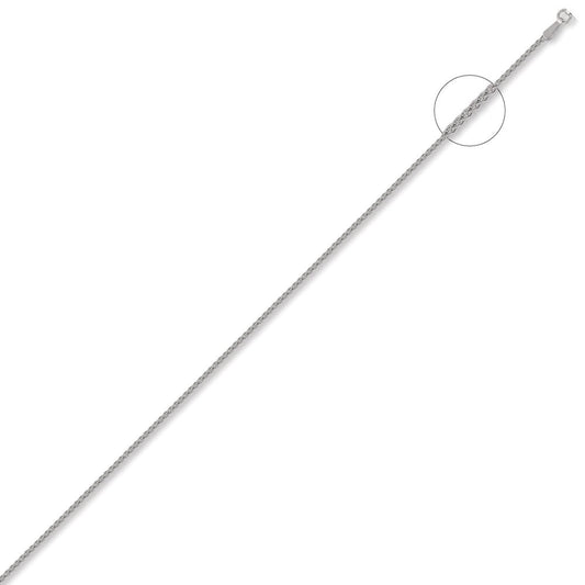 9ct White Gold  Diamond Cut Spiga 1.2mm Pendant Chain Necklace - JCN057A