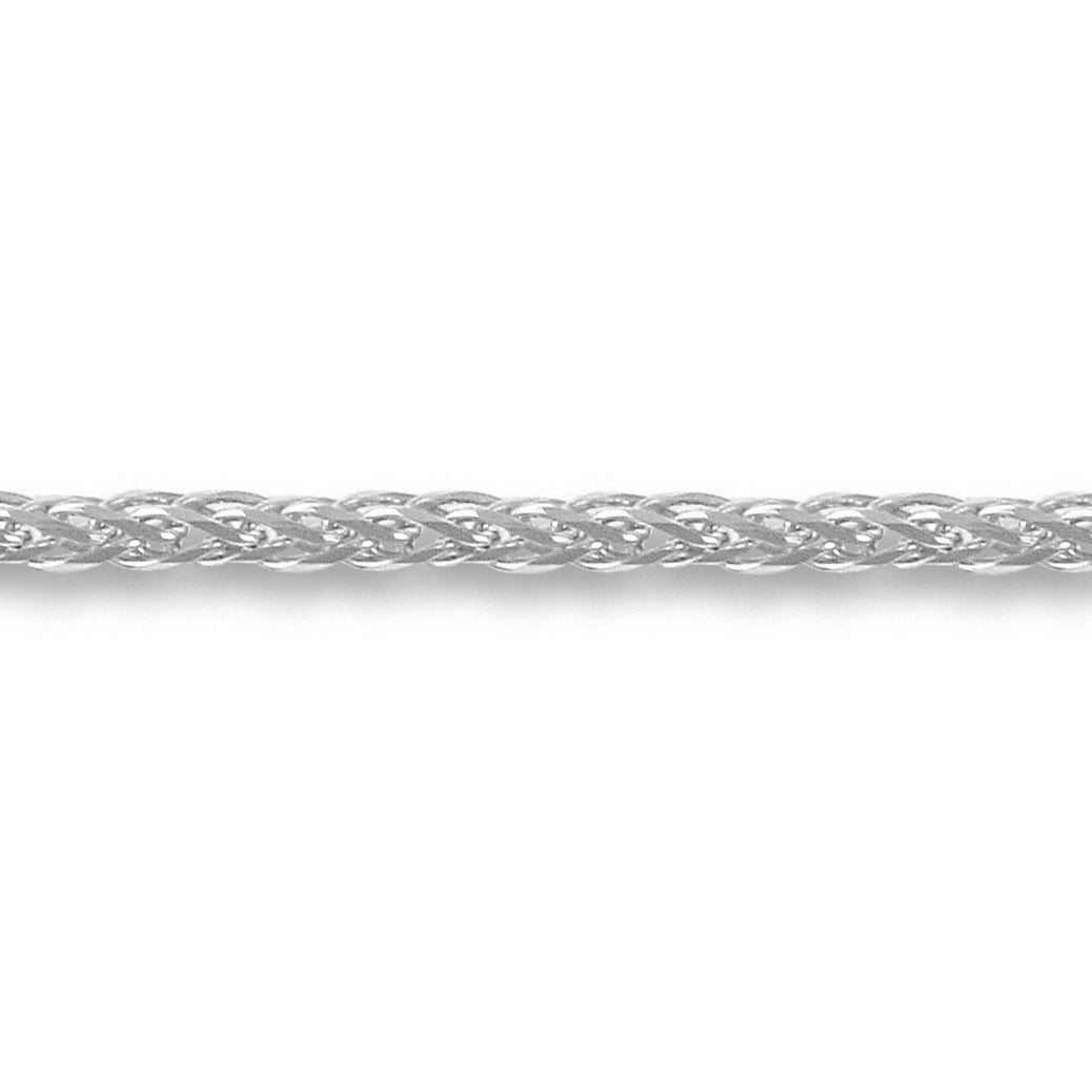 9ct White Gold  Diamond Cut Spiga 1.2mm Pendant Chain Necklace - JCN057A