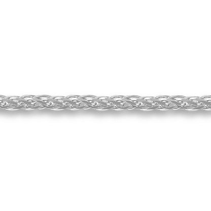 9ct White Gold  Diamond Cut Spiga 1.2mm Pendant Chain Necklace - JCN057A