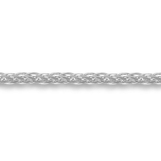 9ct White Gold  Diamond Cut Spiga 1.2mm Pendant Chain Necklace - JCN057A