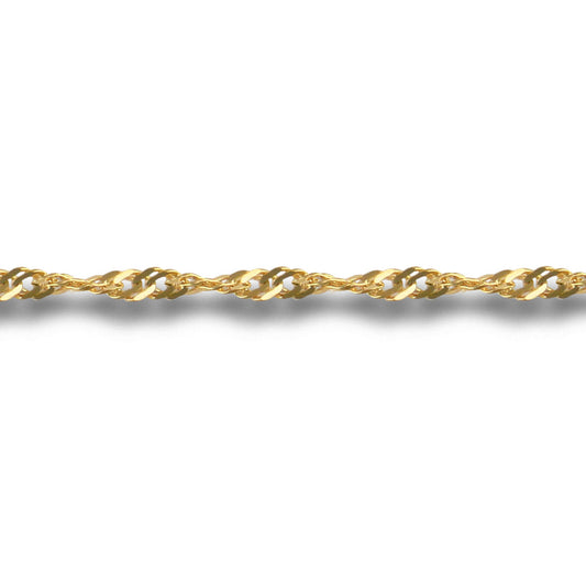 9ct Gold  Sparkling Singapore 1.5mm Pendant Chain Necklace - JCN066B
