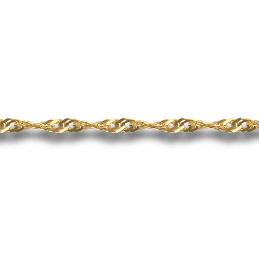 9ct Gold  Sparkling Singapore 1.5mm Pendant Chain Necklace - JCN066B