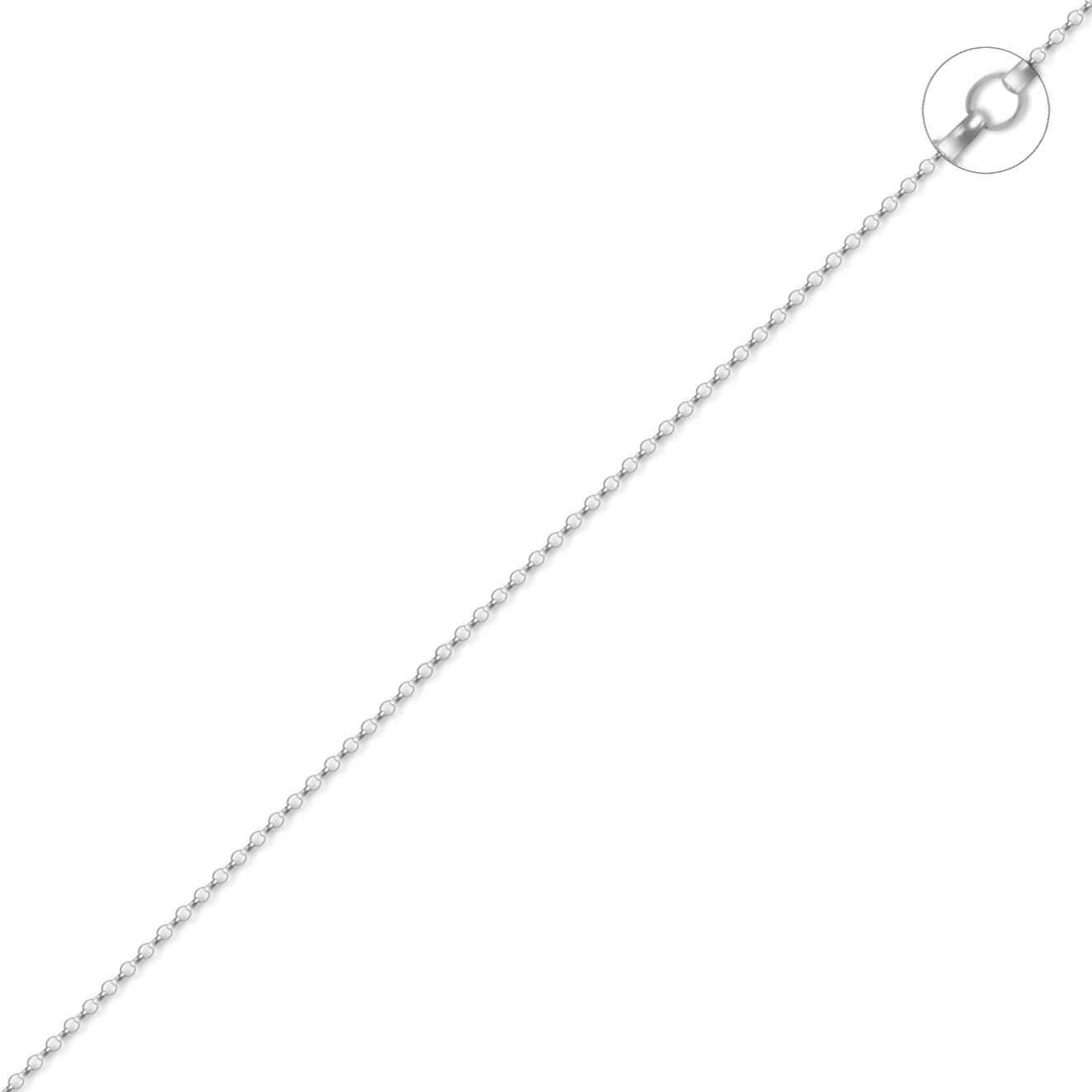 18ct White Gold  Micro Belcher 1.6mm Pendant Chain Necklace - JCN072A