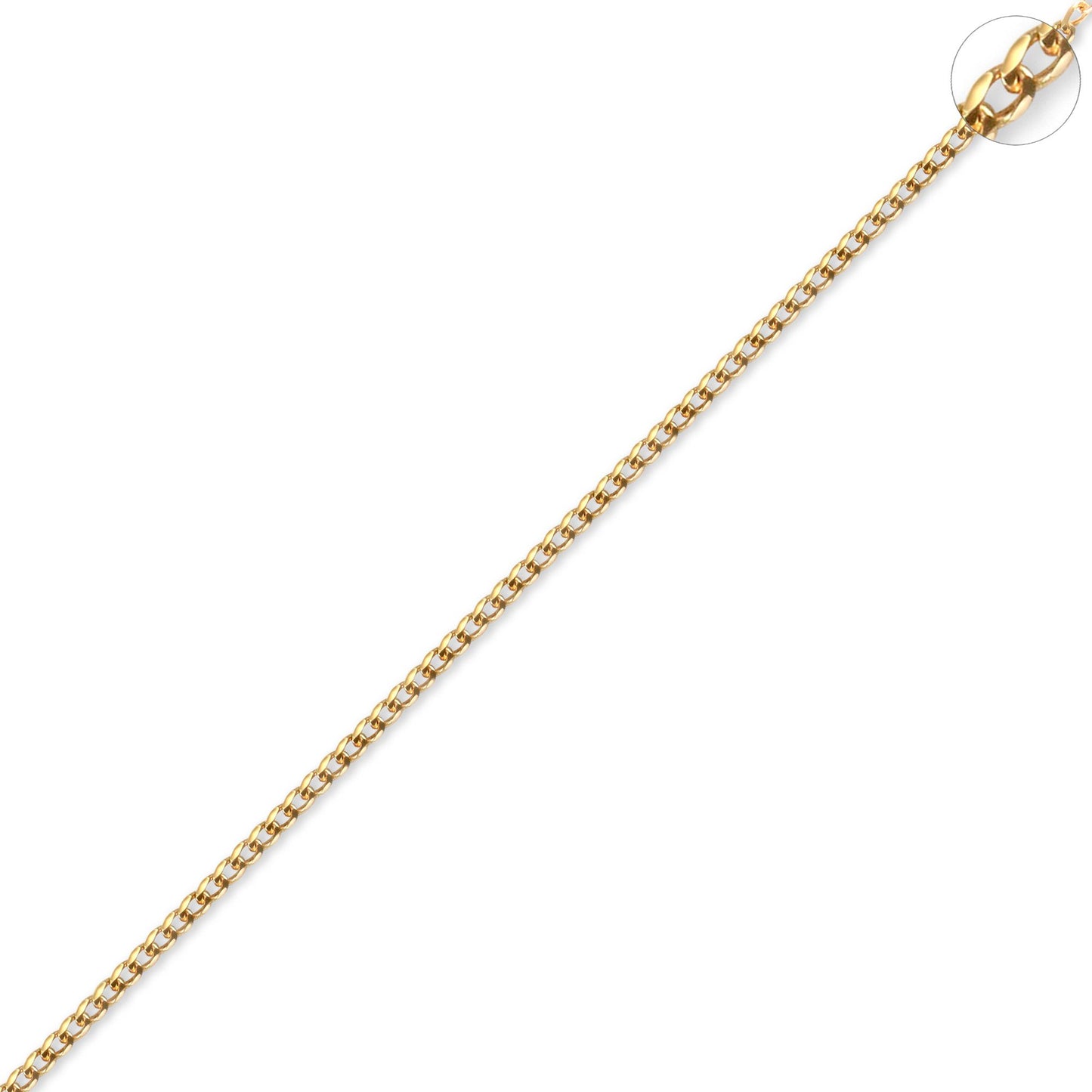 9ct Gold  Flat Curb 1.5mm Pendant Chain Necklace - JCN076A