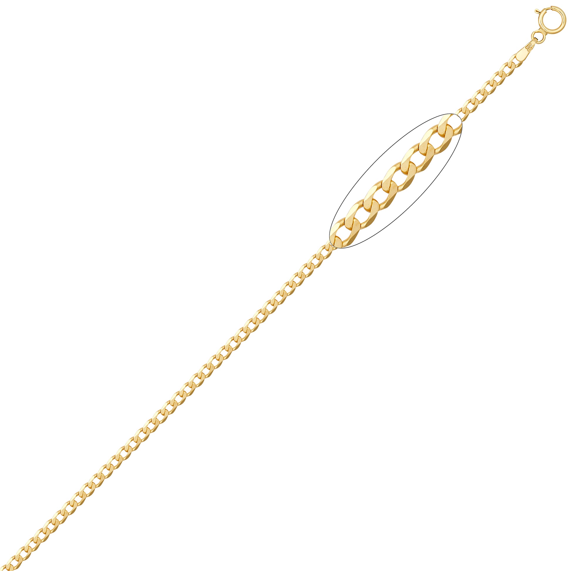 9ct Gold  Flat Curb 2.3mm Pendant Chain Necklace - JCN076C