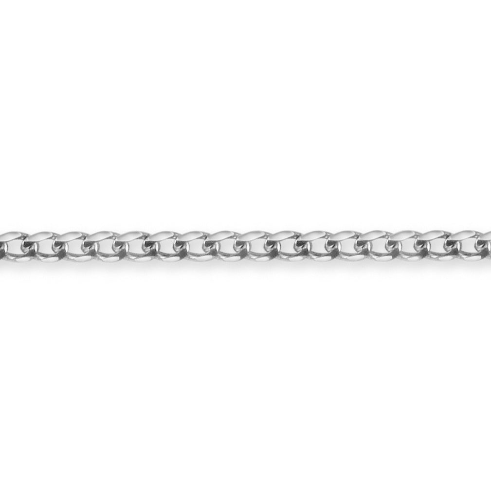 9ct White Gold  Flat Curb 1.4mm Pendant Chain Necklace - JCN077A