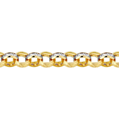 Gold-plated Silver  CZ Engraved Belcher 13mm Bracelet 8.5inch - ACN024B-GP
