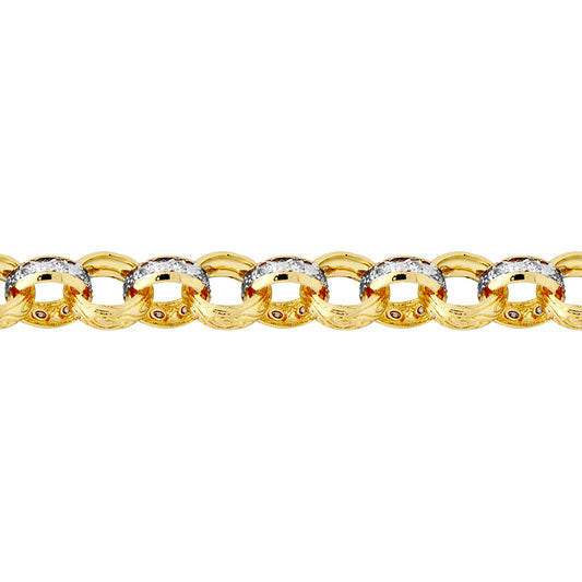 Flash-plated Solid Brass  Cast Patterned & CZ Belcher 14mm Chain - BCN079A