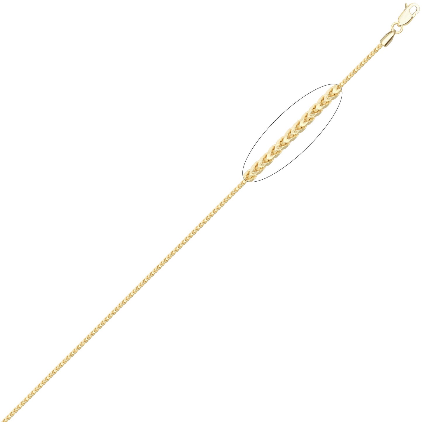 9ct Gold  3D Square Curb Franco 1.2mm Pendant Chain Necklace - JCN085B