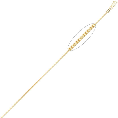 9ct Gold  3D Square Curb Franco 1.2mm Pendant Chain Necklace - JCN085B