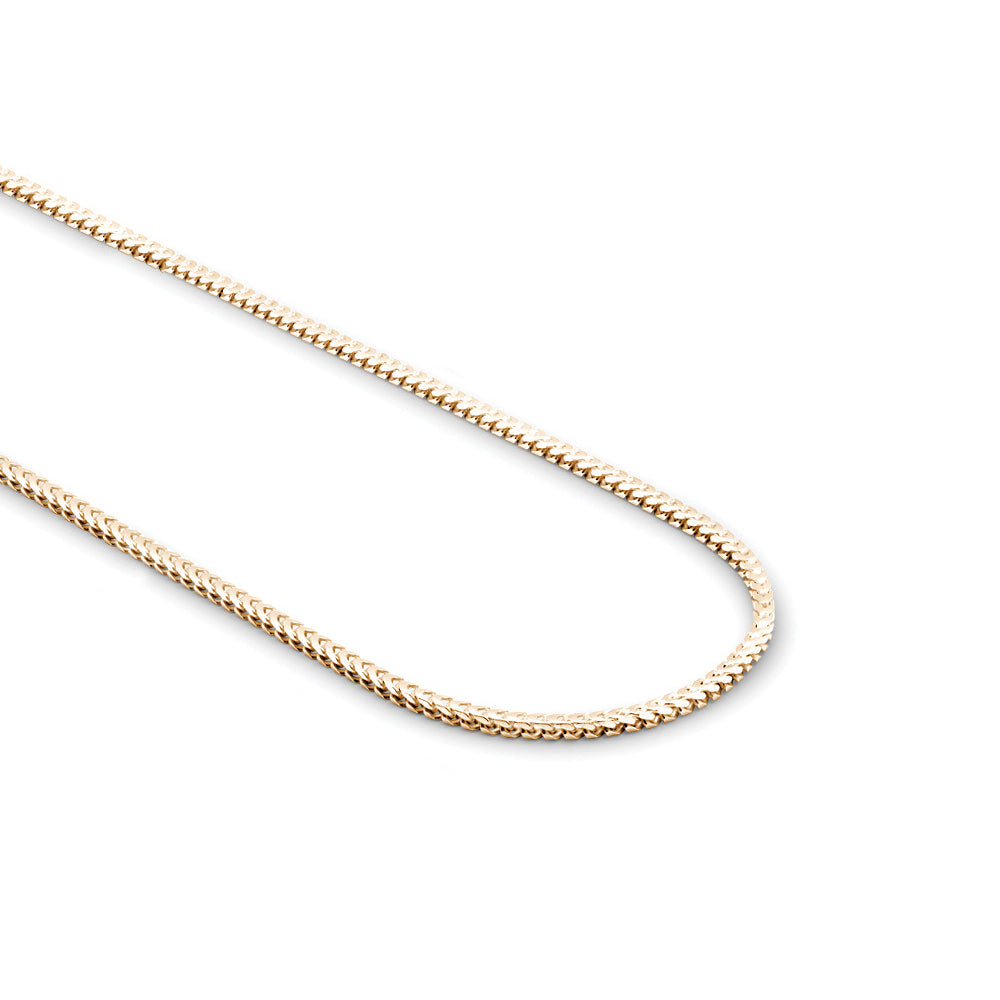 9ct Gold  3D Square Curb Franco 1.2mm Pendant Chain Necklace - JCN085B