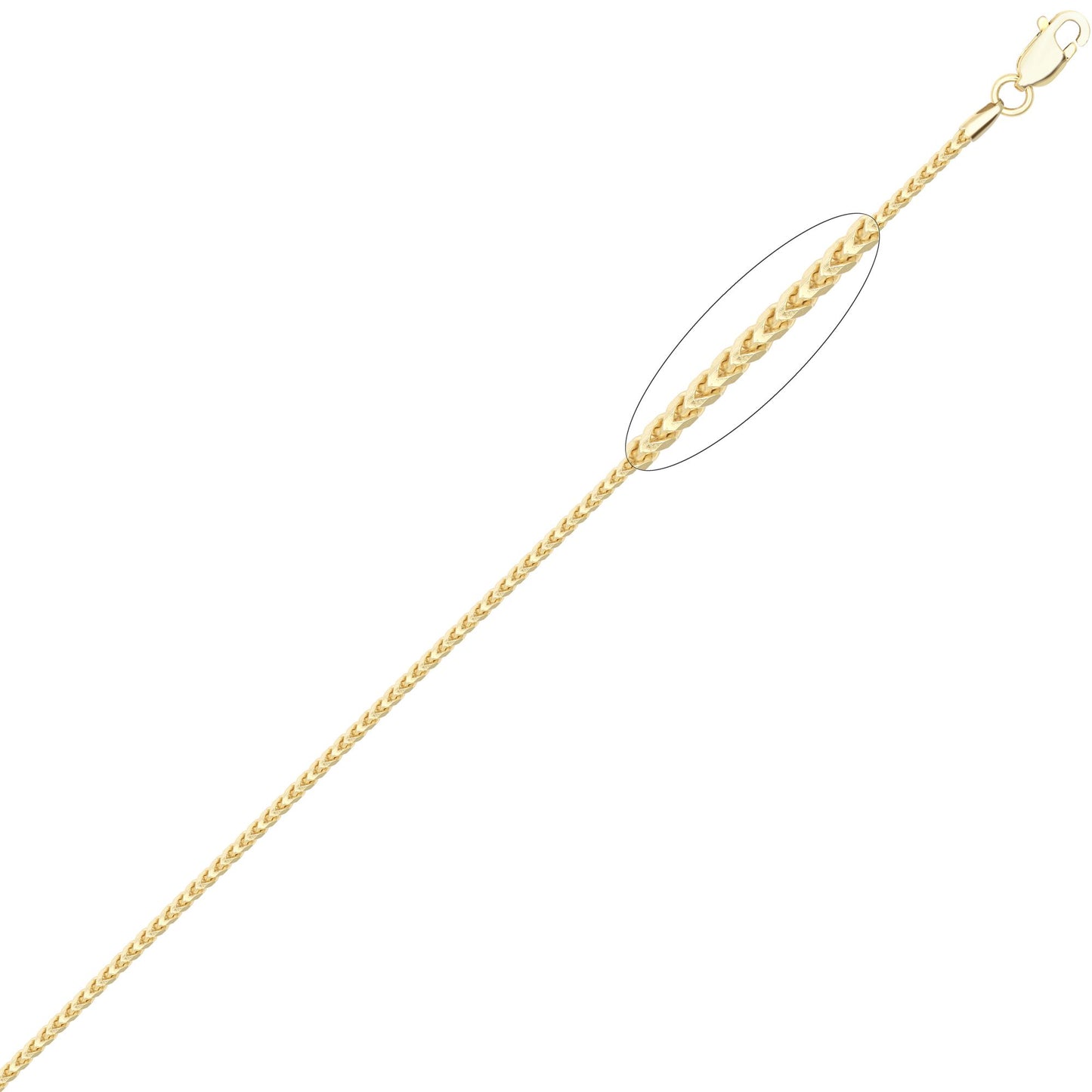9ct Gold  3D Square Curb Franco 1.7mm Pendant Chain Necklace - JCN085C
