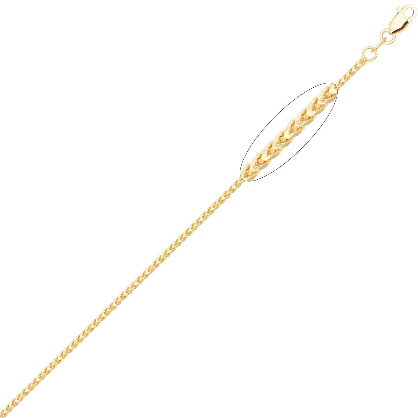 9ct Gold  3D Square Curb Franco 1.9mm Pendant Chain Necklace - JCN085D