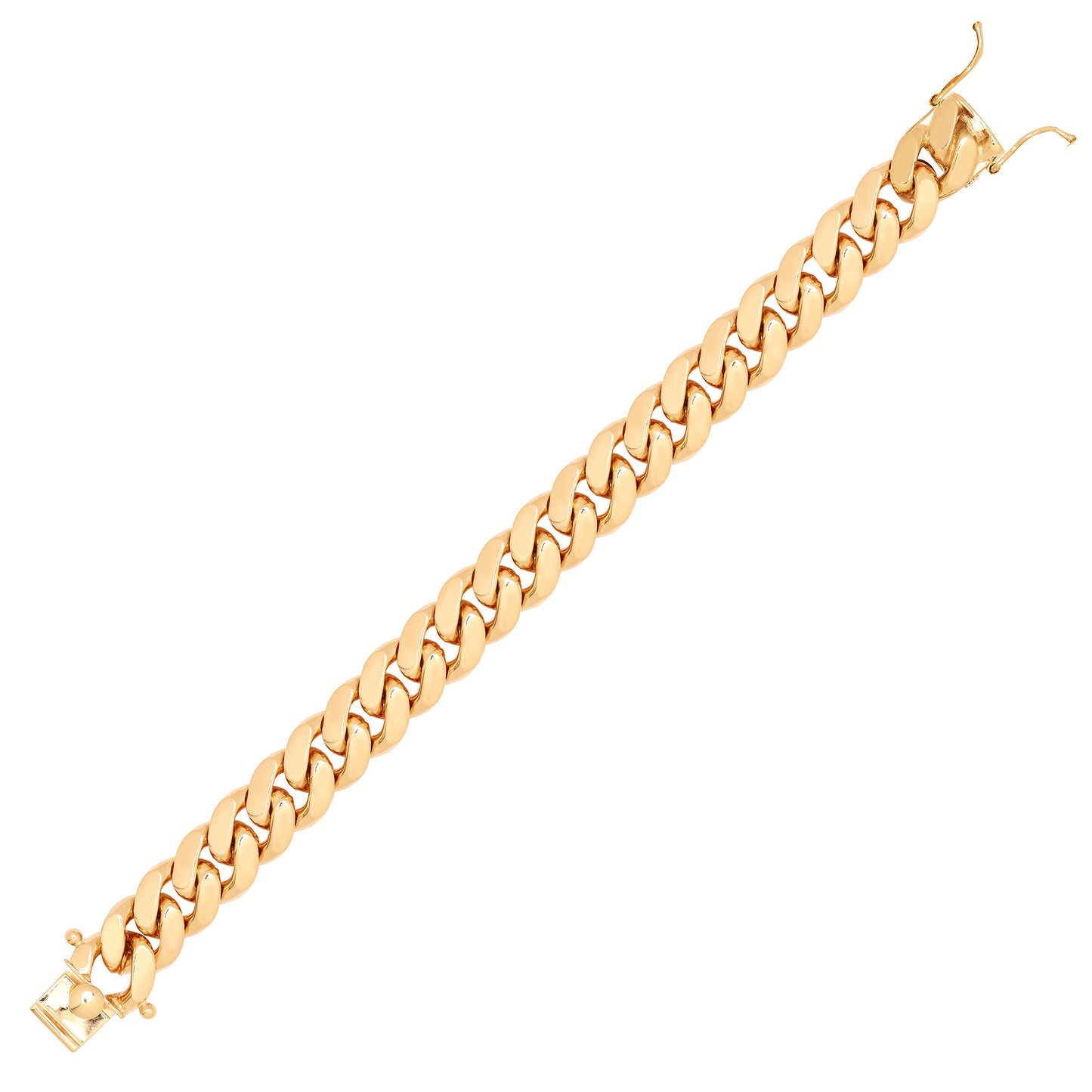 9ct Gold  Domed Cuban Curb 14mm Chain Link Bracelet, 10 inch 25cm - JCN090D