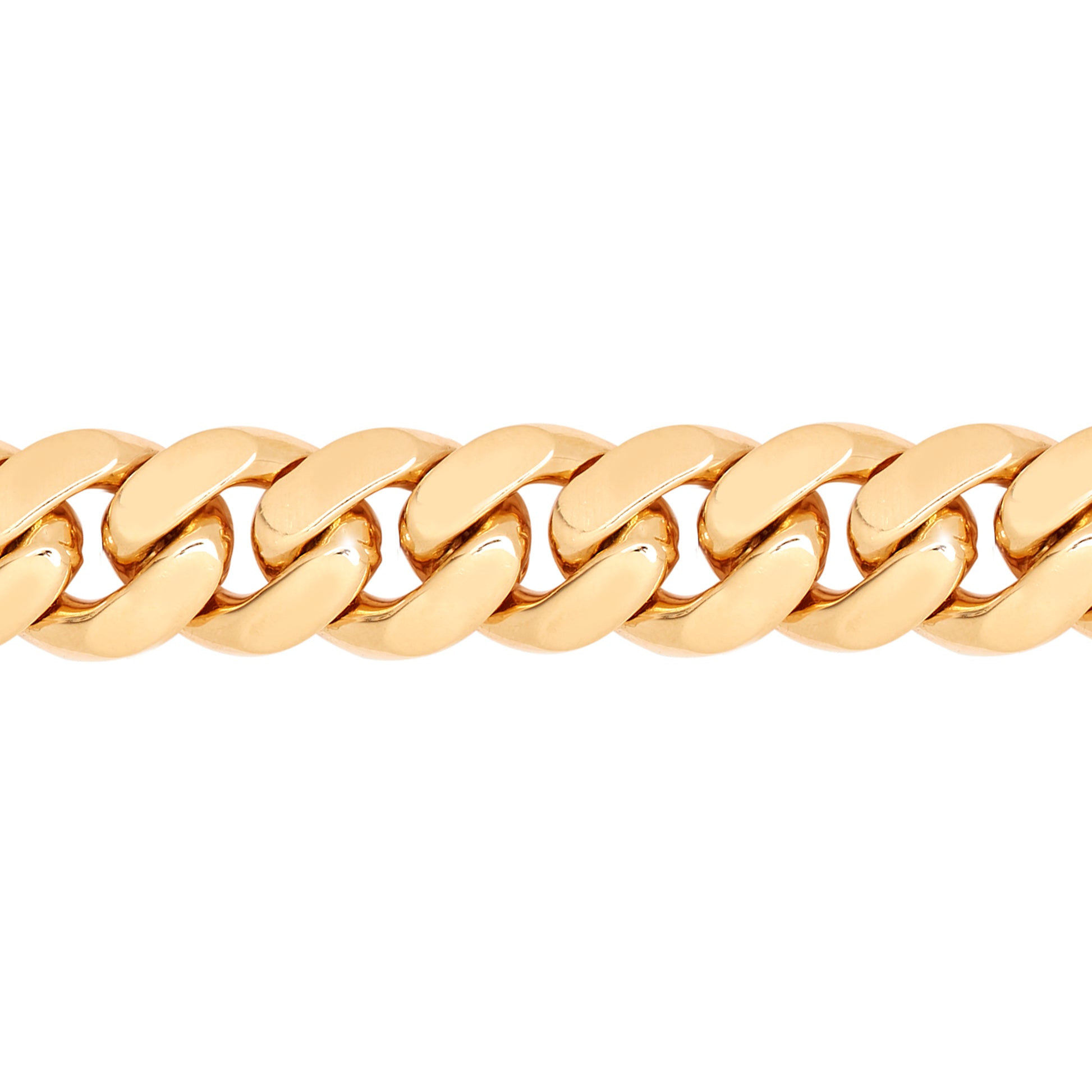 9ct Gold  Domed Cuban Curb 14mm Chain Link Bracelet, 10 inch 25cm - JCN090D