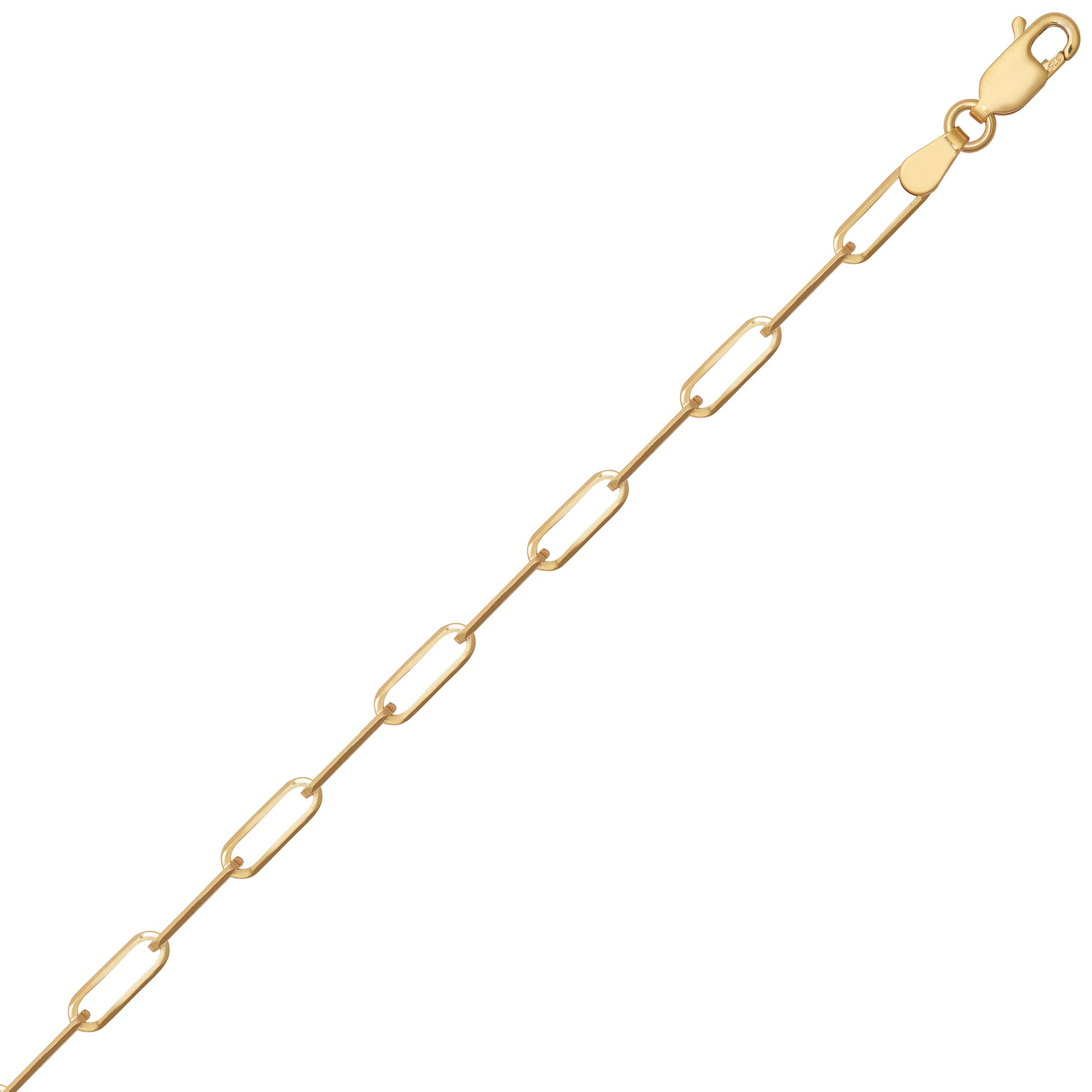9ct Gold  Oval Pill Paperclip 3mm Chain Link Necklace - JCN093A