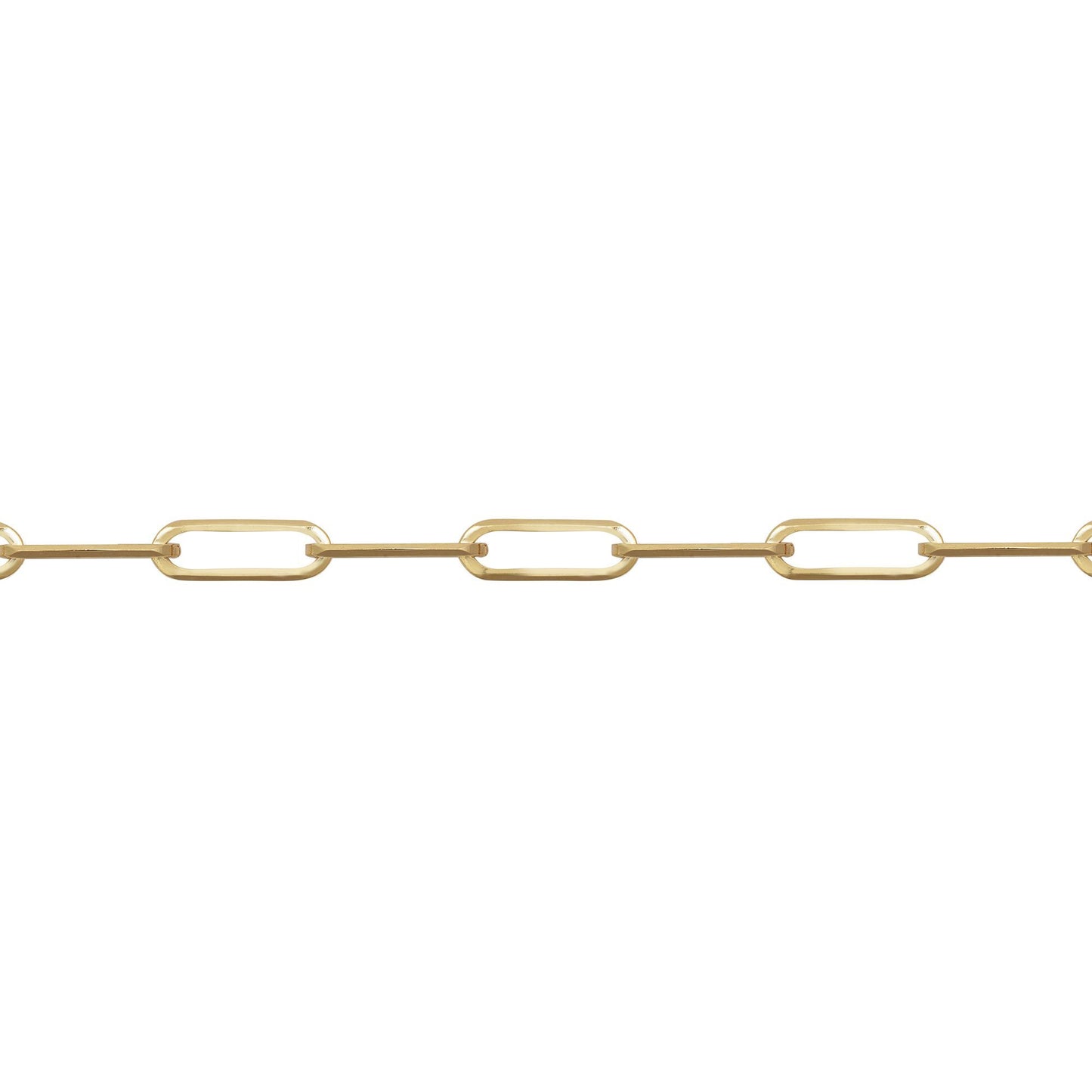 9ct Gold  Oval Pill Paperclip 3mm Chain Link Necklace - JCN093A