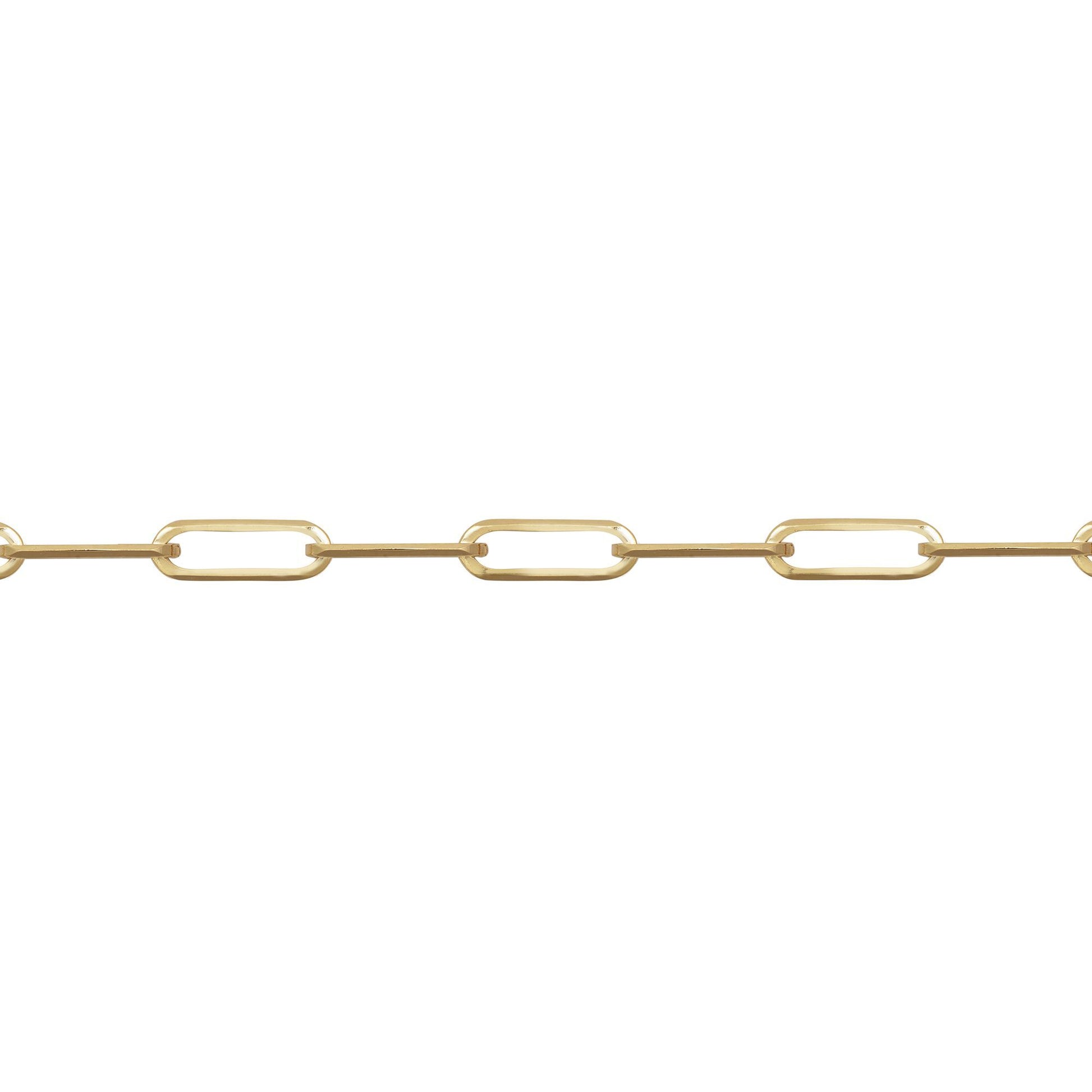 9ct Gold  Oval Pill Paperclip 3mm Chain Link Necklace - JCN093A