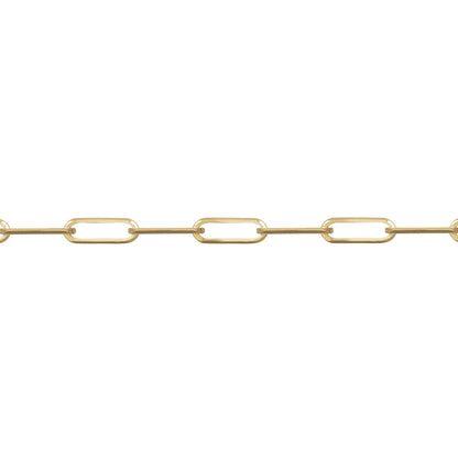 9ct Gold  Oval Pill Paperclip 3mm Chain Link Necklace - JCN093A