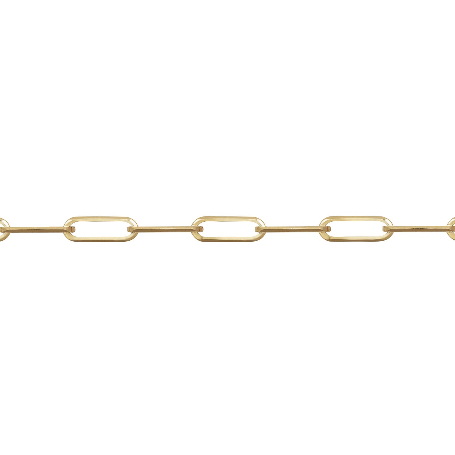 9ct Gold  Oval Pill Paperclip 3mm Chain Link Necklace - JCN093A