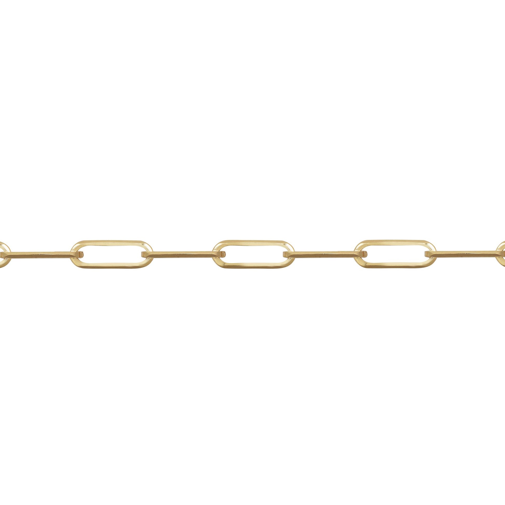 9ct Gold  Oval Pill Paperclip 3mm Chain Link Necklace - JCN093A