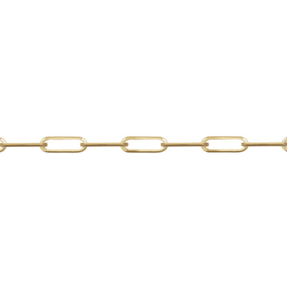 9ct Gold  Oval Pill Paperclip 3mm Chain Link Necklace - JCN093A