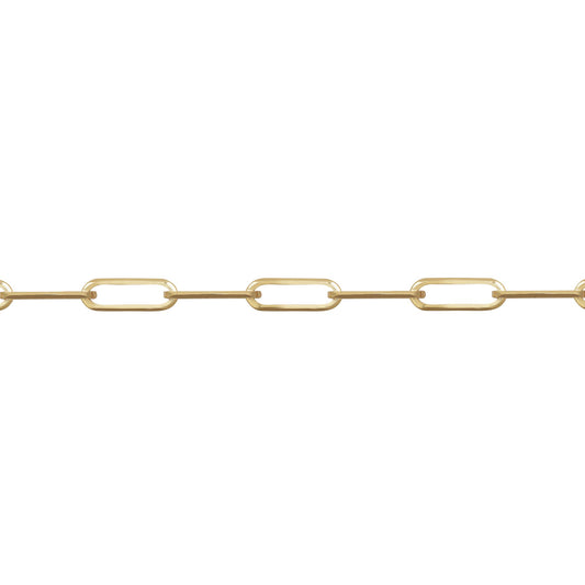 9ct Gold  Oval Pill Paperclip 3mm Chain Link Necklace - JCN093A