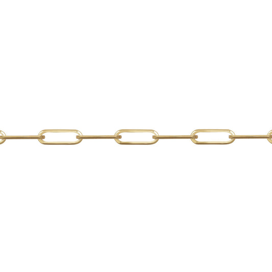 9ct Gold  Oval Pill Paperclip 3mm Chain Link Bracelet 7.5inch 19cm - JCN093A