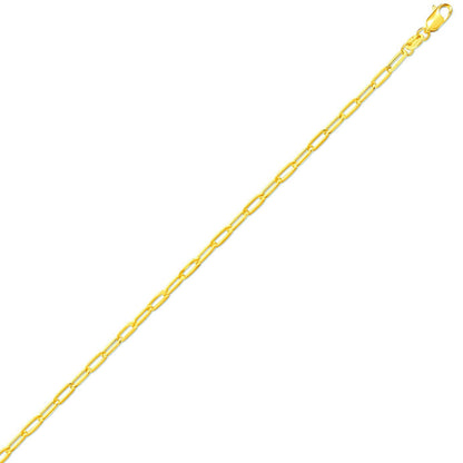 9ct Gold  Oval Pill Paperclip 2.5mm Chain Link Necklace - JCN093B