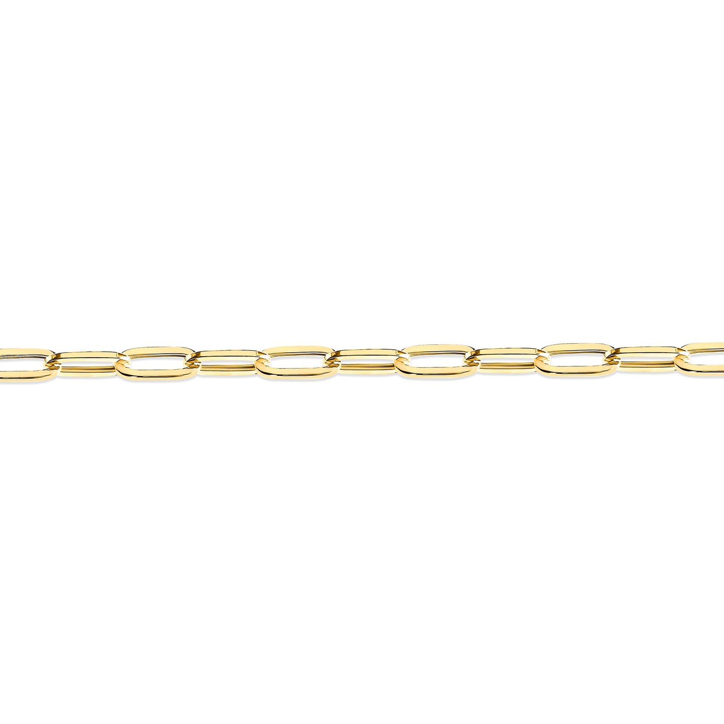 9ct Gold  Oval Pill Paperclip 2.5mm Chain Link Bracelet 7.5inch - JCN093B