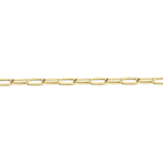 9ct Gold  Oval Pill Paperclip 2.5mm Chain Link Bracelet 7.5inch - JCN093B