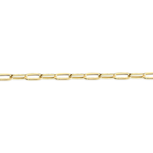 9ct Gold Oval Pill Paperclip 2.5mm Chain Link Bracelet 7.5inch - JCN093B