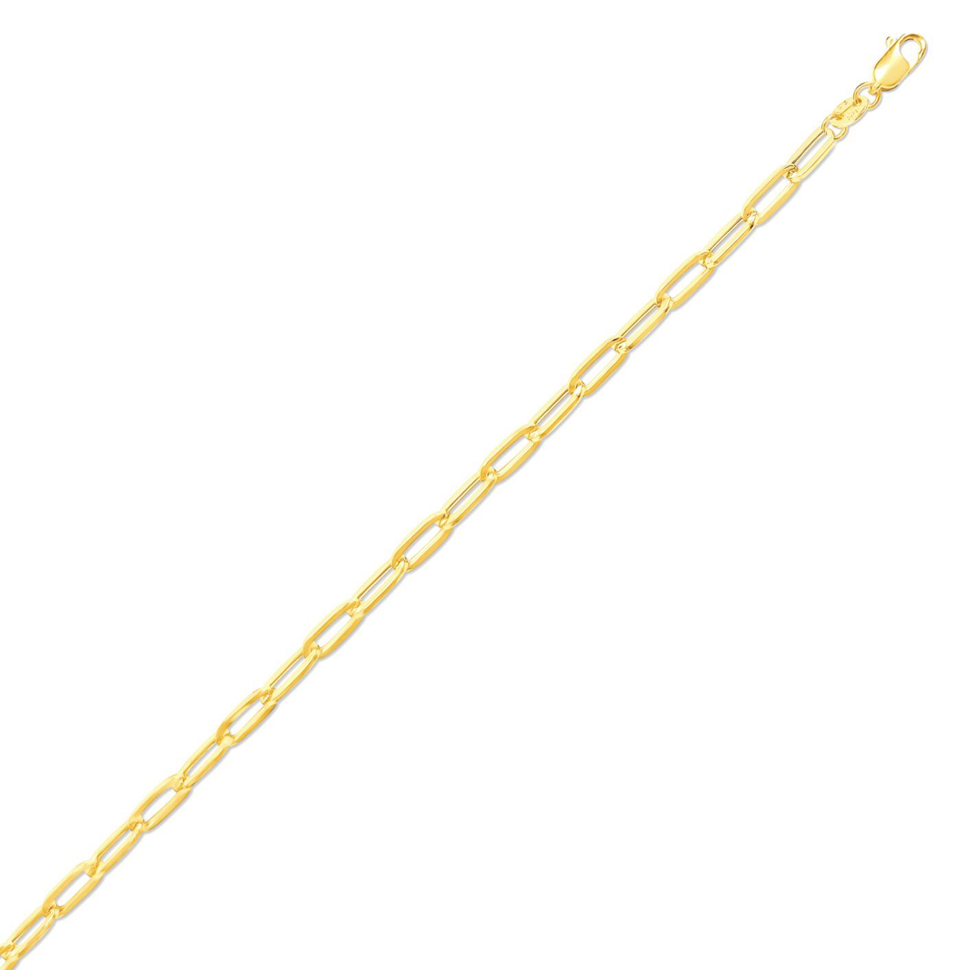9ct Gold  Flat Oval Paperclip 3.5mm Chain Link Bracelet 7.5 inch - JCN093C