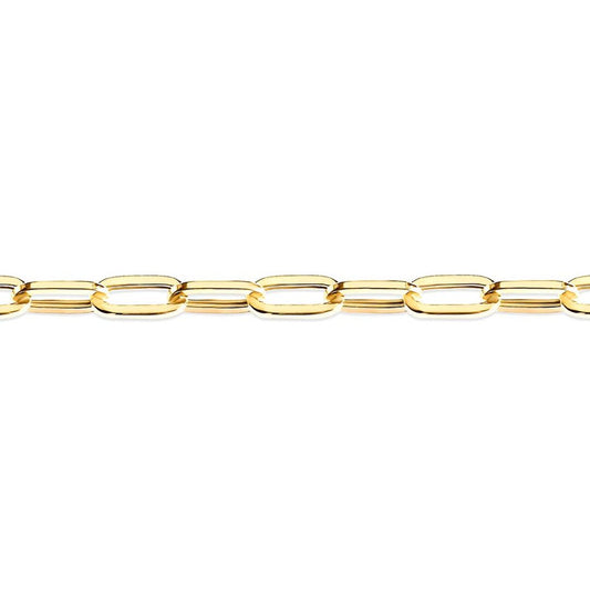 9ct Gold  Flat Oval Paperclip 3.5mm Chain Link Bracelet 7.5 inch - JCN093C