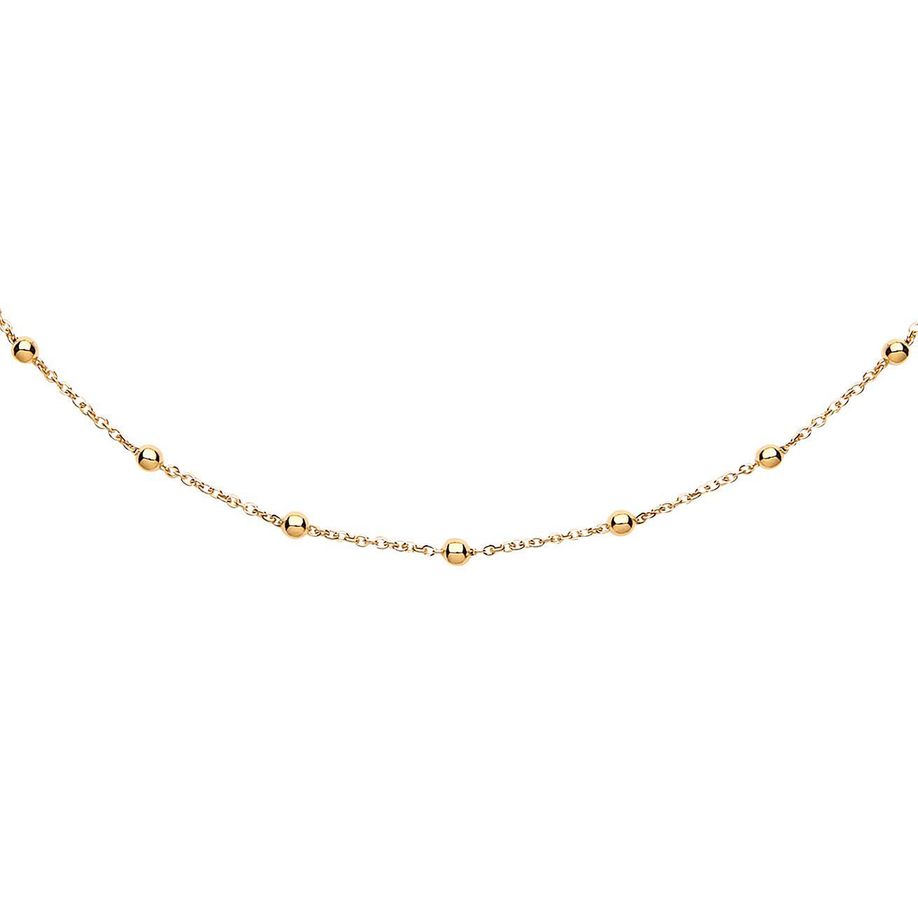 9ct Gold  Ball and Chain 1.8mm Station Bracelet, 7.5 inch 19cm - JCN094