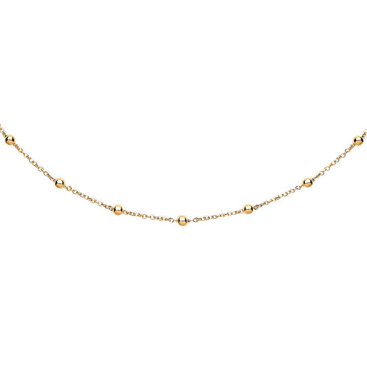 9ct Gold  Ball and Chain 1.8mm Station Bracelet, 7.5 inch 19cm - JCN094