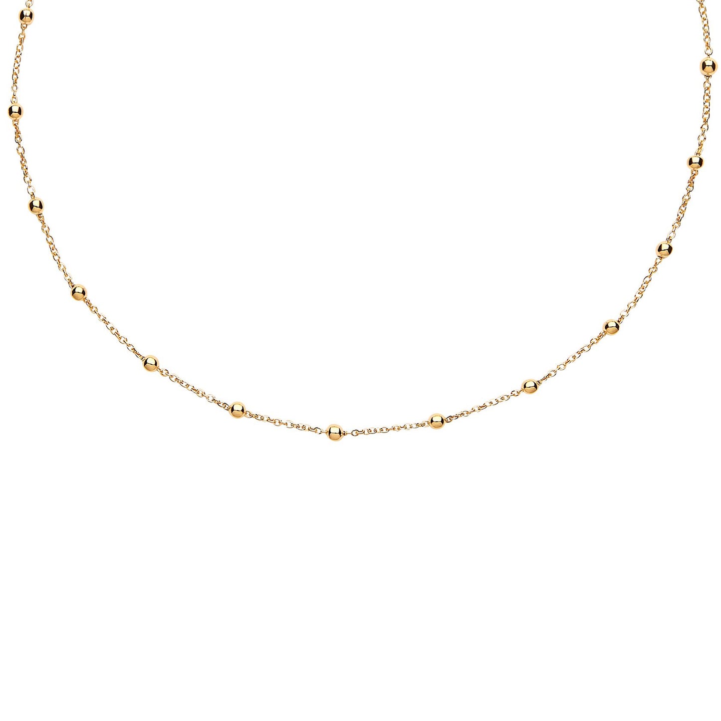 9ct Gold  Ball and Chain 1.8mm Station Necklace - JCN094