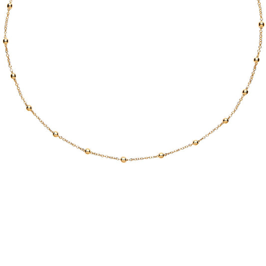 9ct Gold  Ball and Chain 1.8mm Station Necklace - JCN094