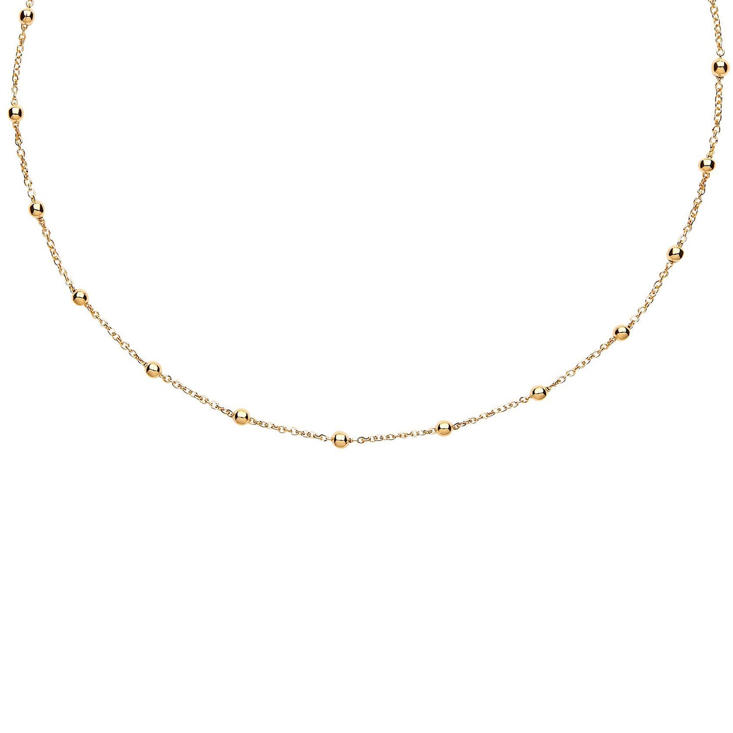 9ct Gold  Ball and Chain 1.8mm Station Bracelet, 7.5 inch 19cm - JCN094