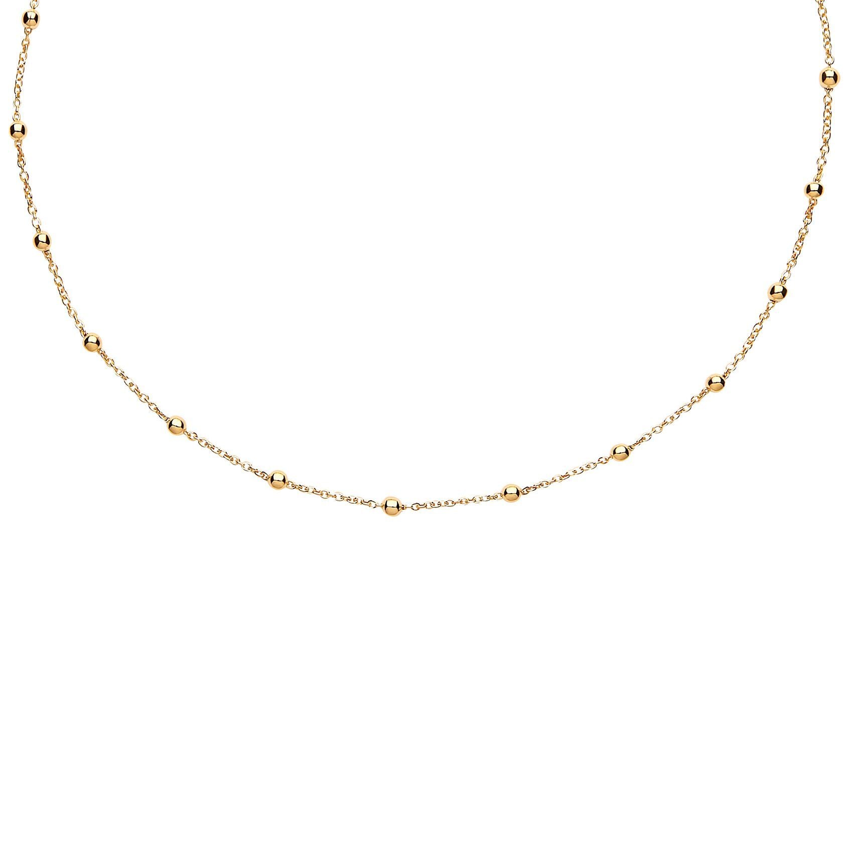 9ct Gold  Ball and Chain 1.8mm Station Bracelet, 7.5 inch 19cm - JCN094