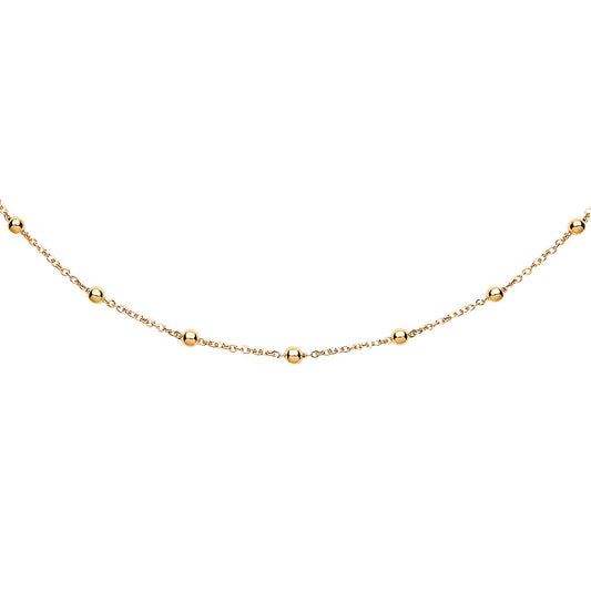 9ct Gold  Ball and Chain 1.8mm Station Necklace - JCN094