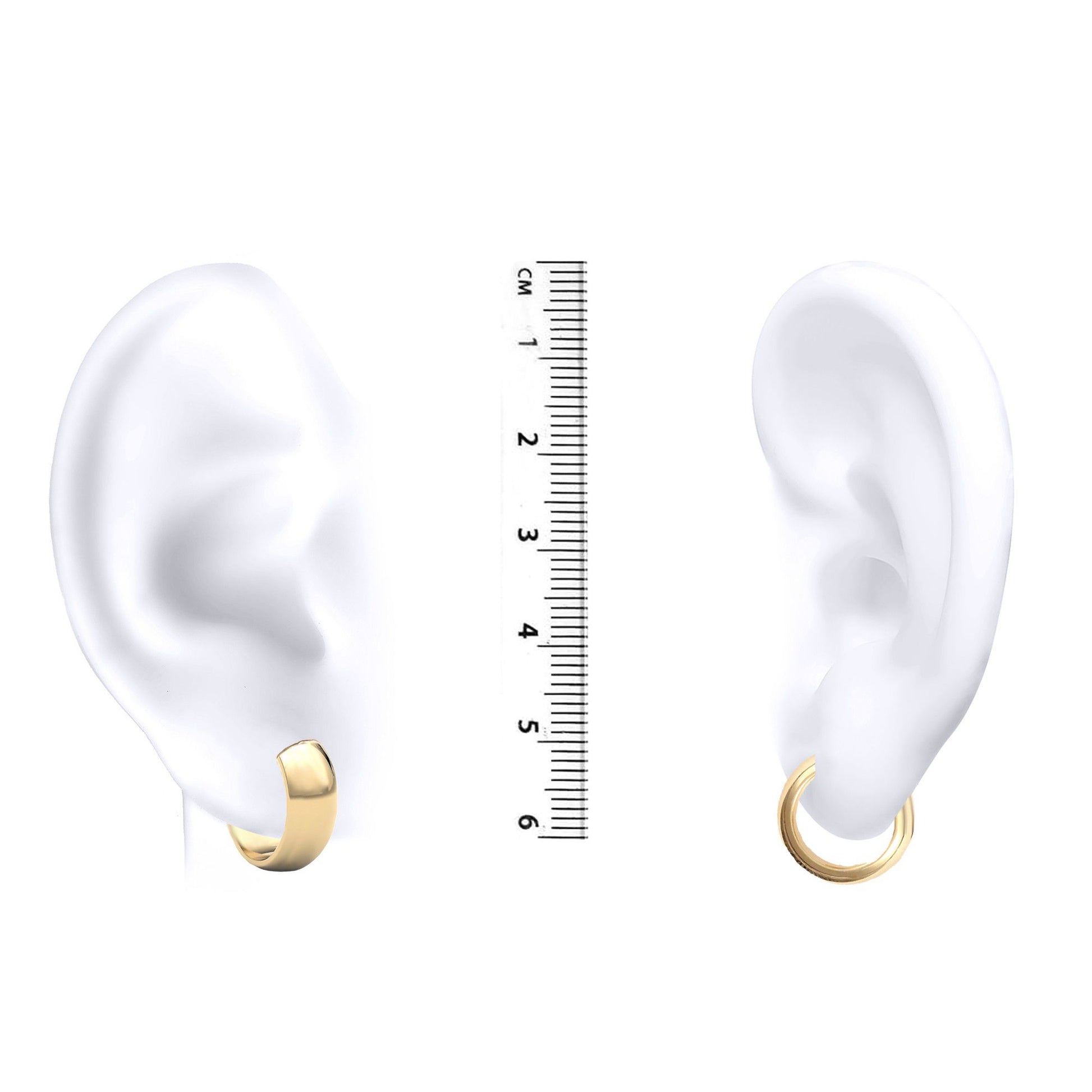 9ct Gold  D-Shape Wedding Band Style 6mm Hoop Earrings 15mm - JER018