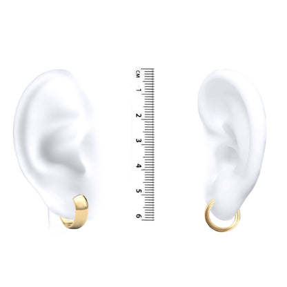 9ct Gold  D-Shape Wedding Band Style 6mm Hoop Earrings 15mm - JER018