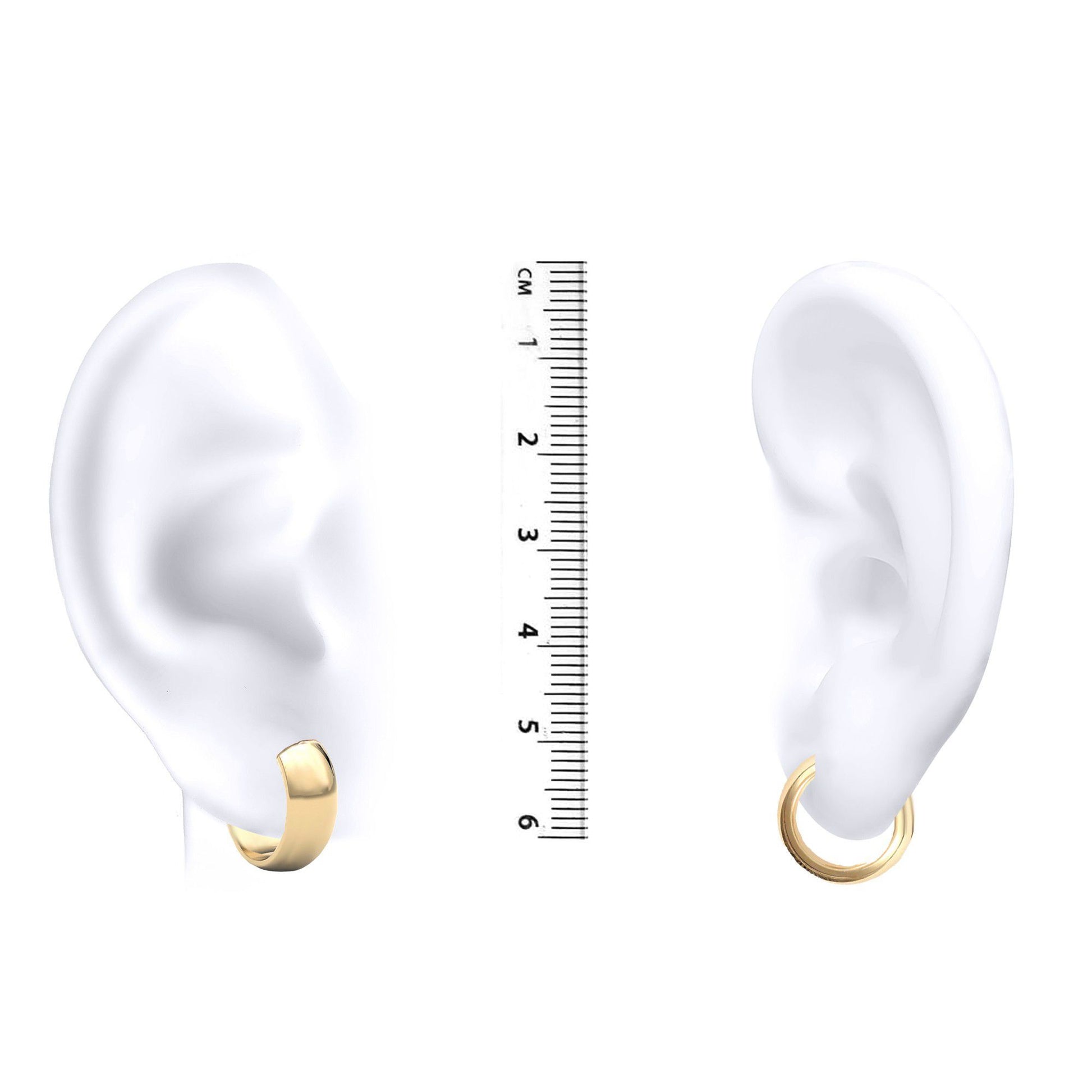 9ct Gold  D-Shape Wedding Band Style 6mm Hoop Earrings 15mm - JER018