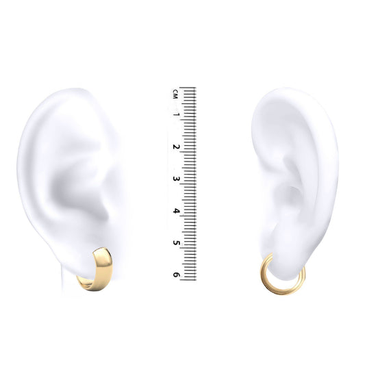 9ct Gold  D-Shape Wedding Band Style 6mm Hoop Earrings 15mm - JER018