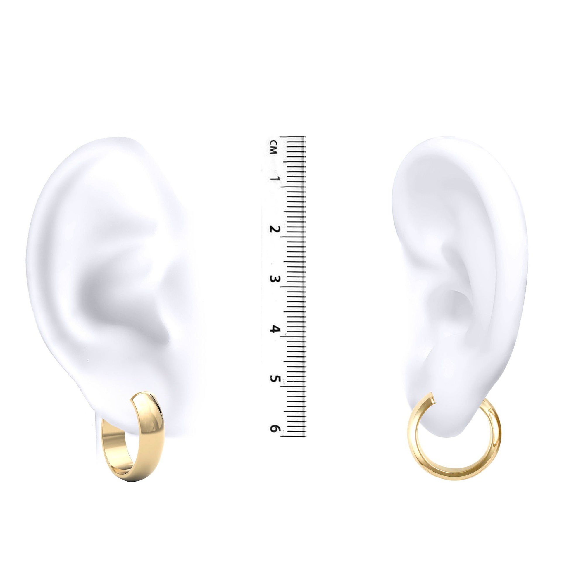 9ct Gold  D-Shape Wedding Band Style 6mm Hoop Earrings 20mm - JER019