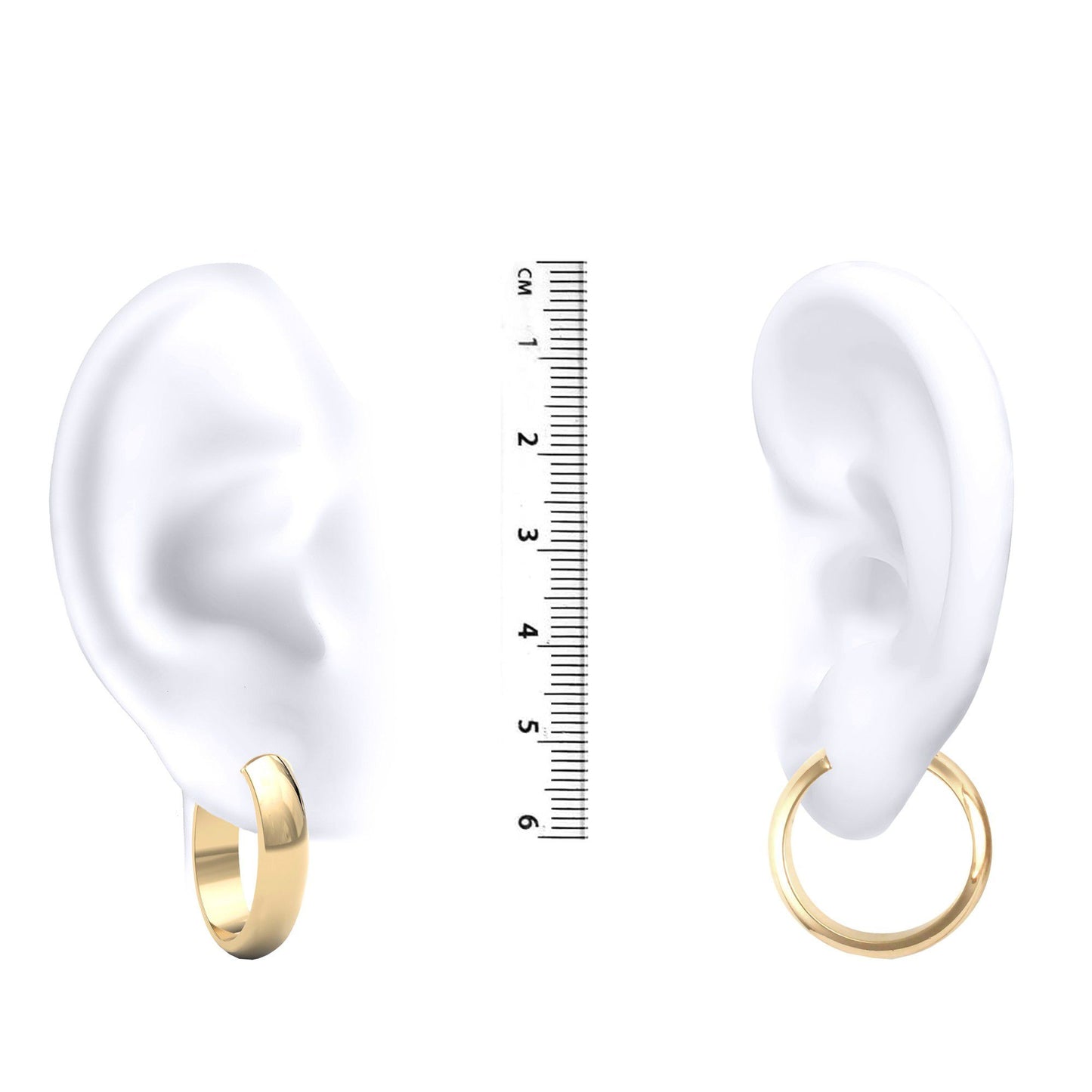 9ct Gold  D-Shape Wedding Band Style 6mm Hoop Earrings 25mm - JER020